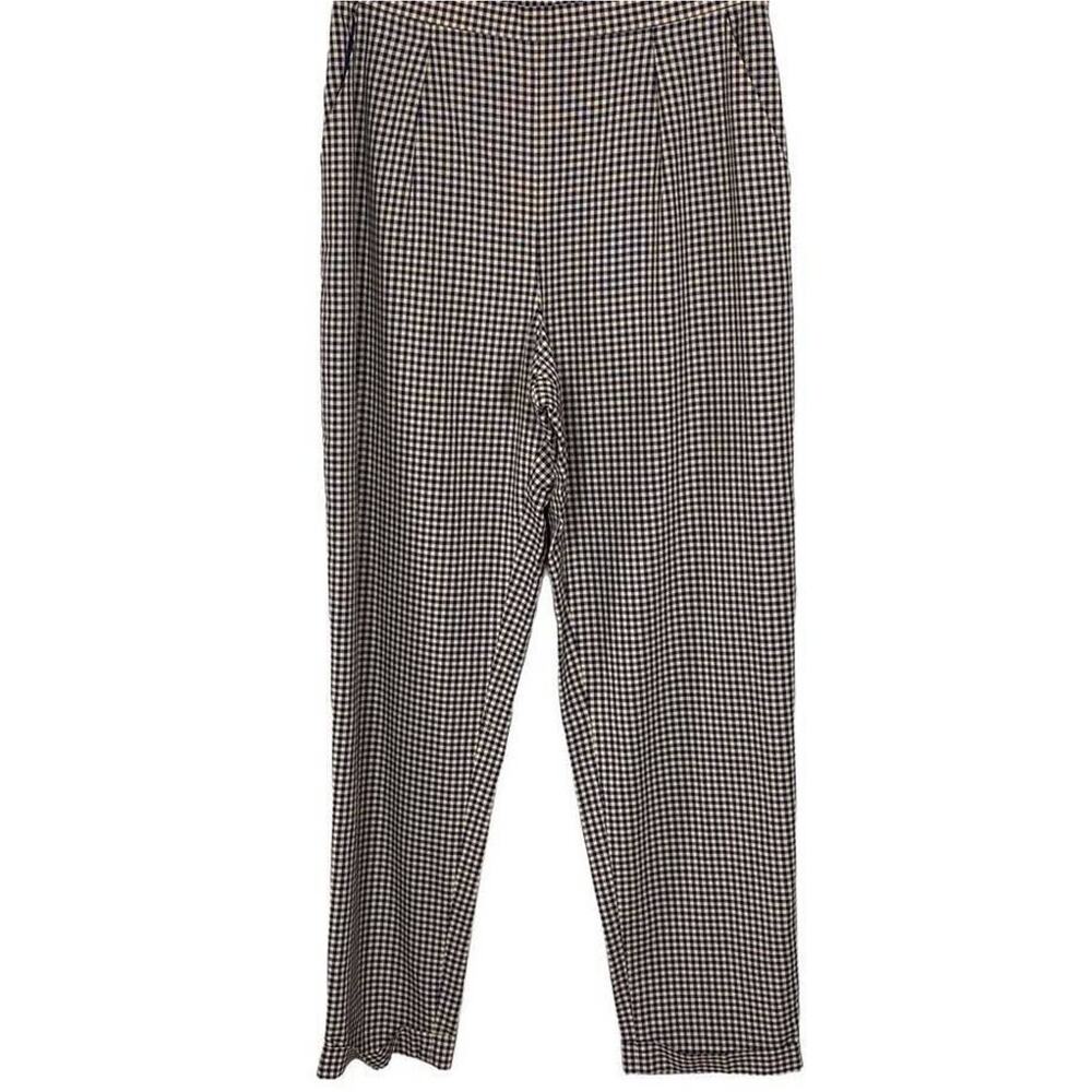 Evan Picone Women's Yellow & Blue Plaid High-Rise Straight-Leg Pants Size 14